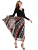 Elegant Women Long Sleeve Patchwork Chiffon Long Maxi Dress