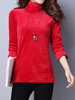 Elegant Women Long Sleeve Turtleneck Velvet Pure Color Shirts