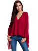 Elegant Women Long Sleeve V Neck Irregular Chiffon Shirts