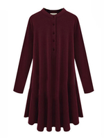 Elegant Women Loose Cashmere Solid Pleated Mini Dress