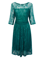 Elegant Women Loose Half Sleeve Round Neck Lace Hollow Dress