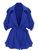 Elegant Women Loose Pure Color Button Belt Lapel Coat