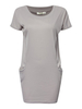 Elegant Women Loose Solid O Neck Short Sleeve Pocket Dress