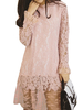 Elegant Women O-Neck Ruffle Lace Crochet Patchwork Dress
