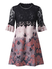 Elegant Women Patchwork Half Sleeve Floral Printed Lace Dresses