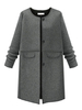 Elegant Women Patchwork O Neck Long Sleeve Woolen Coat