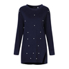 Elegant Women Pearl Decoration Long Sleeve Split Pullover Sweater