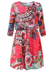 Elegant Women Printed 3/4 Sleeve Elastic Waist Dresses