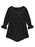Elegant Women Ruffles Lace Crochet Hollow Out Long Sleeve Blouse