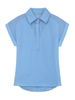 Elegant Women Short Sleeve Feather Lapel Bat Sleeve Chiffon Shirt