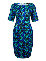 Elegant Women Short Sleeve Round Neck Printed Dress