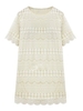 Elegant Women Slim Crochet Lace Round Neck Short Sleeve T-Shirt