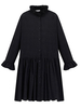 Elegant Women Solid Button Pleated Cotton Straight Dress