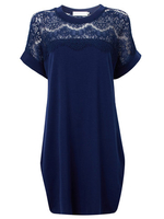 Elegant Women Solid Lace Patchwork Hollow Out Dress