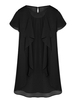 Elegant Women Solid Short Sleeve Ruffle Irregular Chiffon Dress