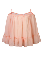 Elegant Women Strapless Chiffon 3/4 Sleeve Ruffles Halter Shirts