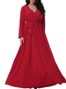 Elegant Women V Neck Belt Evening Cocktail Maxi Dress