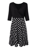 Elegant Women V Neck Polka Dots Patchwork A line Party Dress