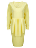 Elegant Women V Neck Ruffle Patchwork Bodycon Dress