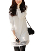 Elegant Women Velvet Lace Hollow Out Straight Mini Dress