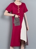 Embroidered Patchwork Irregular Short Sleeve O-neck Dress For Women