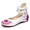 Embroidery Floral Print National Wind Chineseknot Buckle Lace Up Vintage Flat Loafers