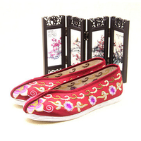 Embroidery Flower Colorful Cotton National Wind Slip On Flat Shoes