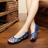 Embroidery Flower Crabapple National Wind Slip On Flat Vintage Shoes