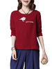 Embroidery Long Sleeve Vintage Women Cotton T-shirt