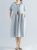Embroidery Patchwork Loose Hem Short Sleeve Women Dresses