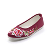 Embroidery Rose National Wind Silk Fabric Slip On Flat Shoes