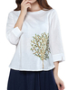 Embroidery Short Sleeve Vintage Women Blouse