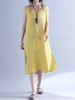 Embroidery Sleeveless O Neck Side Slit Women Dresses
