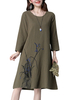 Embroidery Vintage Long Sleeve Women Cotton Dresses