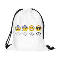 Emoji Drawstring Nylon Backpack Outdoor Sports Casual Shoulder Bags