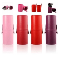Empty Leather Makeup Brushes Holder Cosmetic Case Box Cylinder Storage Organizer 4 Colors
