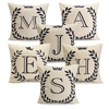 English Letters Olive Branch Pattern Bed Throw Pillow Case Cushion Cover Home Sofa Decor