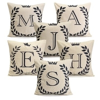 English Letters Olive Branch Pattern Bed Throw Pillow Case Cushion Cover Home Sofa Decor