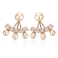 Environmental Alloy Simulated Pearl Zircon Earrings