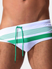 ESCATCH Sexy Beach Sport Briefs Striped Drawstring Swimsuit for Men