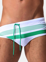 ESCATCH Sexy Beach Sport Briefs Striped Drawstring Swimsuit for Men