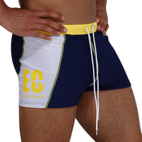 ESCATCH Sexy Breathable Stitching Boxers Swim Trunks for Men