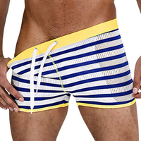 ESCATCH Sexy Stripes Printing Mesh Breathable Swim Trunks for Men