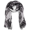 Ethnic Bohemian Style Black White Print Paisley Shawl Scaves Paisley Voile Scarf