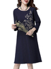 Ethnic Embroidery Printed Loose Elegant Long Sleeve Vintage Women Dress