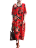 Ethnic Floral Printed Half Sleeve Dress For Women