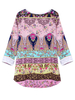 Ethnic Floral Printed Quarter Women Casual Chiffon Blouse