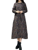 Ethnic Floral Women Loose Long Sleeve O Neck Dress