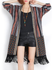 Ethnic Patchwork Printed Tassel Hem Batwing Women Cardigan