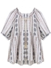 Ethnic Printed Drawstring Preppy Style Casual Women Blouse